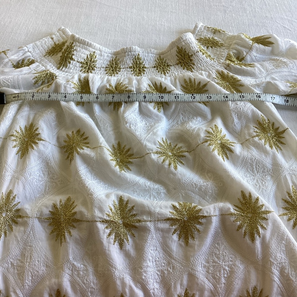 Boston Proper Metallic Detail Off-The-Shoulder Dress Womens Small White Gold - Picture 11 of 15